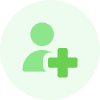 Green avatar with a plus icon