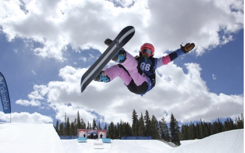 kayley on her snowboard